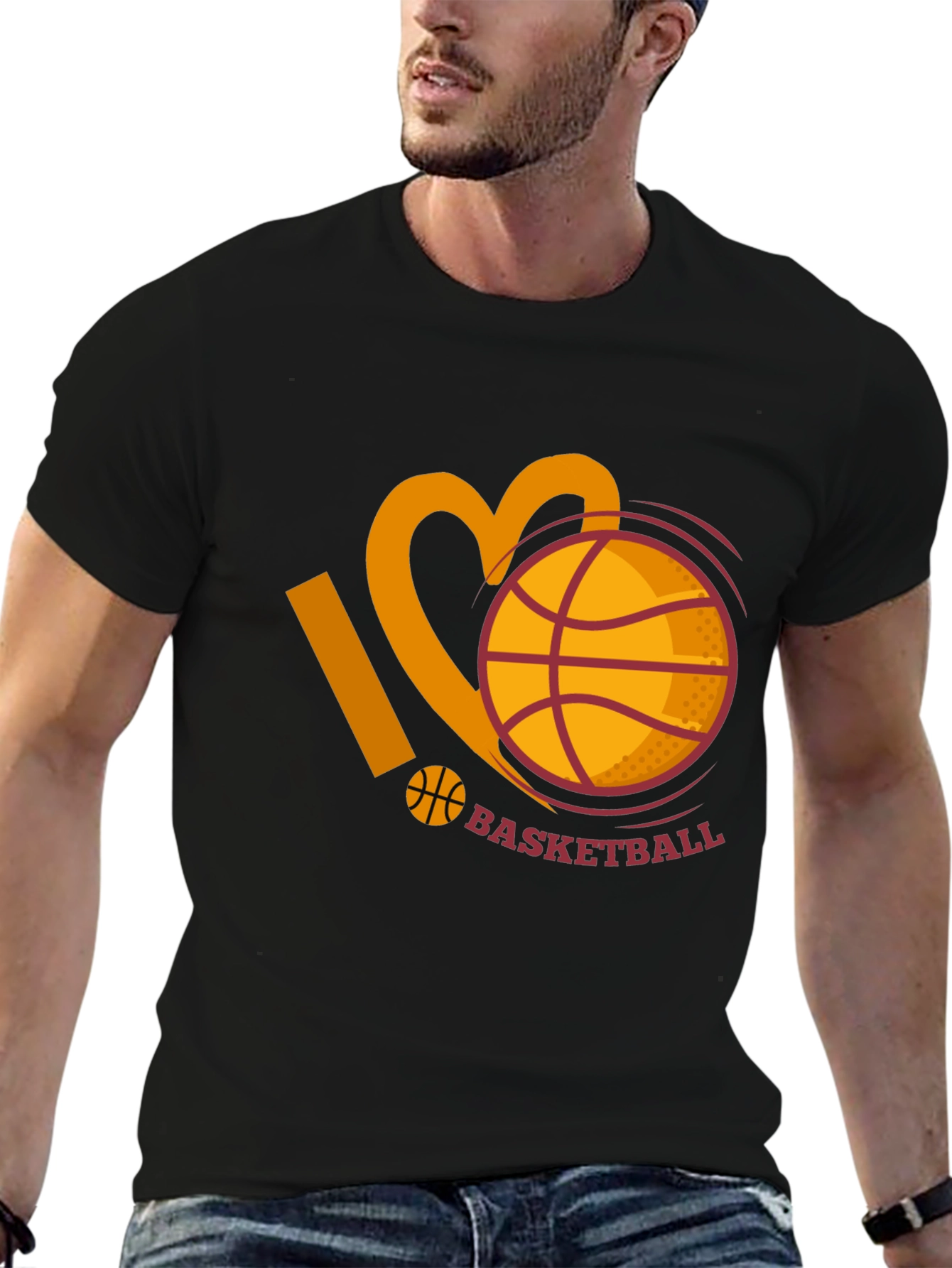 I Love Basketball Graphic Tee - Black