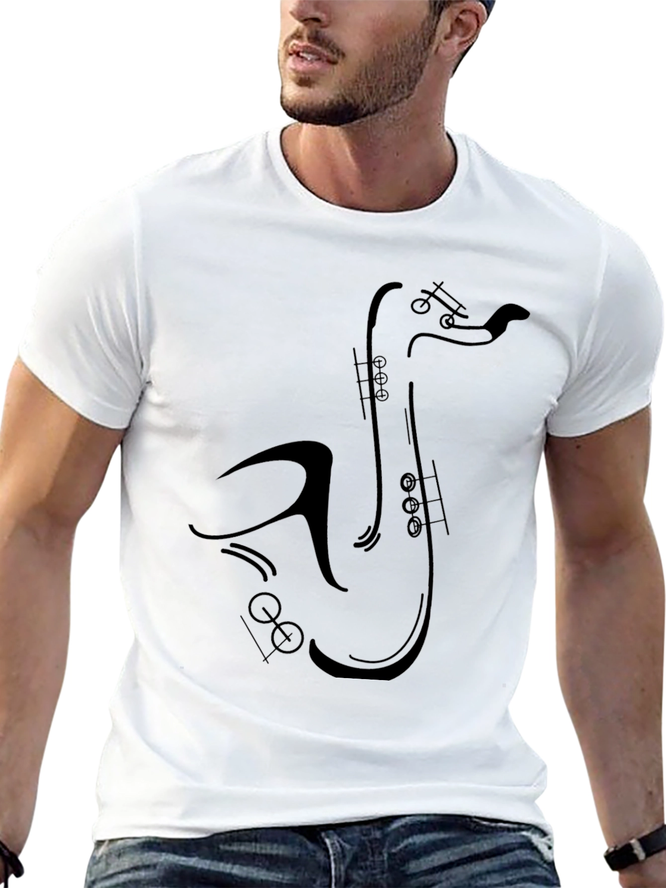 Saxophone Graphic Black T-Shirt - Musician Style
