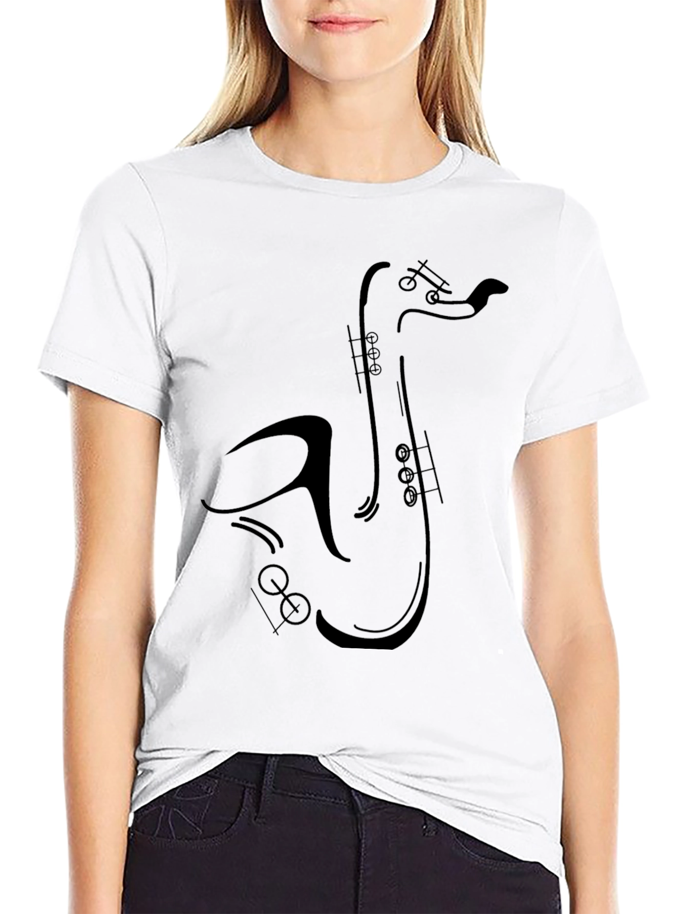 Saxophone Graphic Black T-Shirt - Musician Style