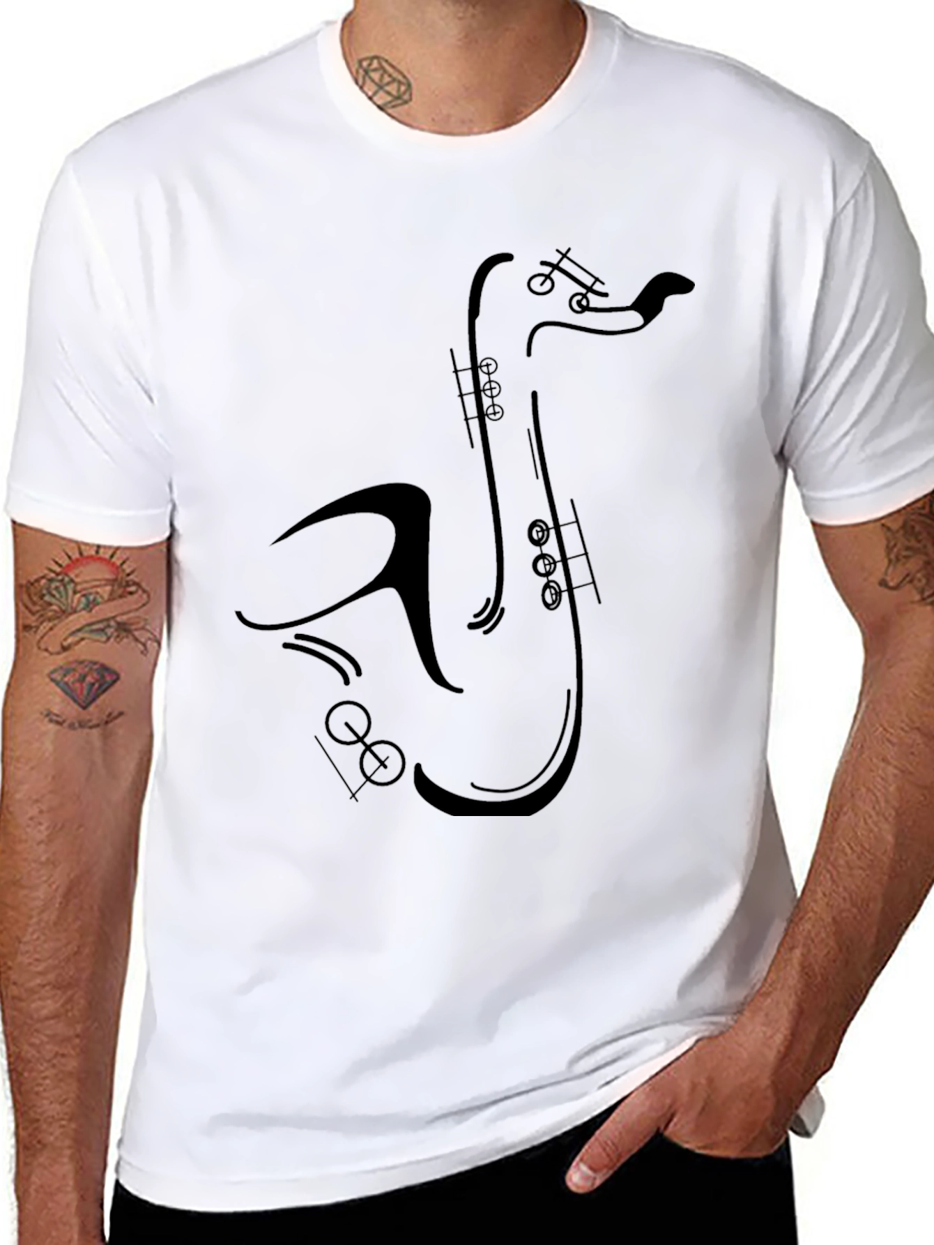 Saxophone Graphic Black T-Shirt - Musician Style