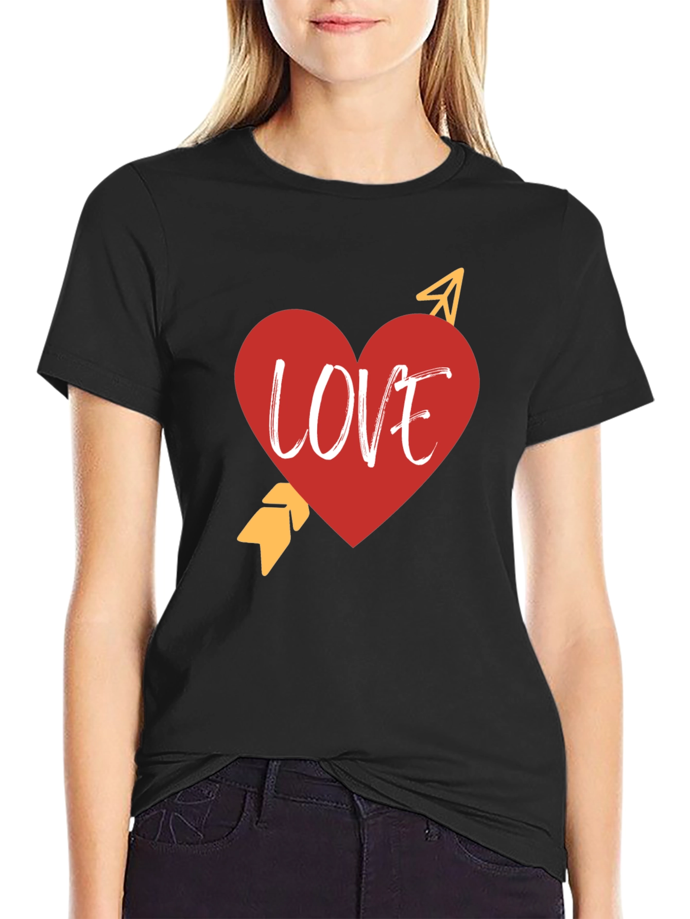 Love Heart Arrow Black T-Shirt