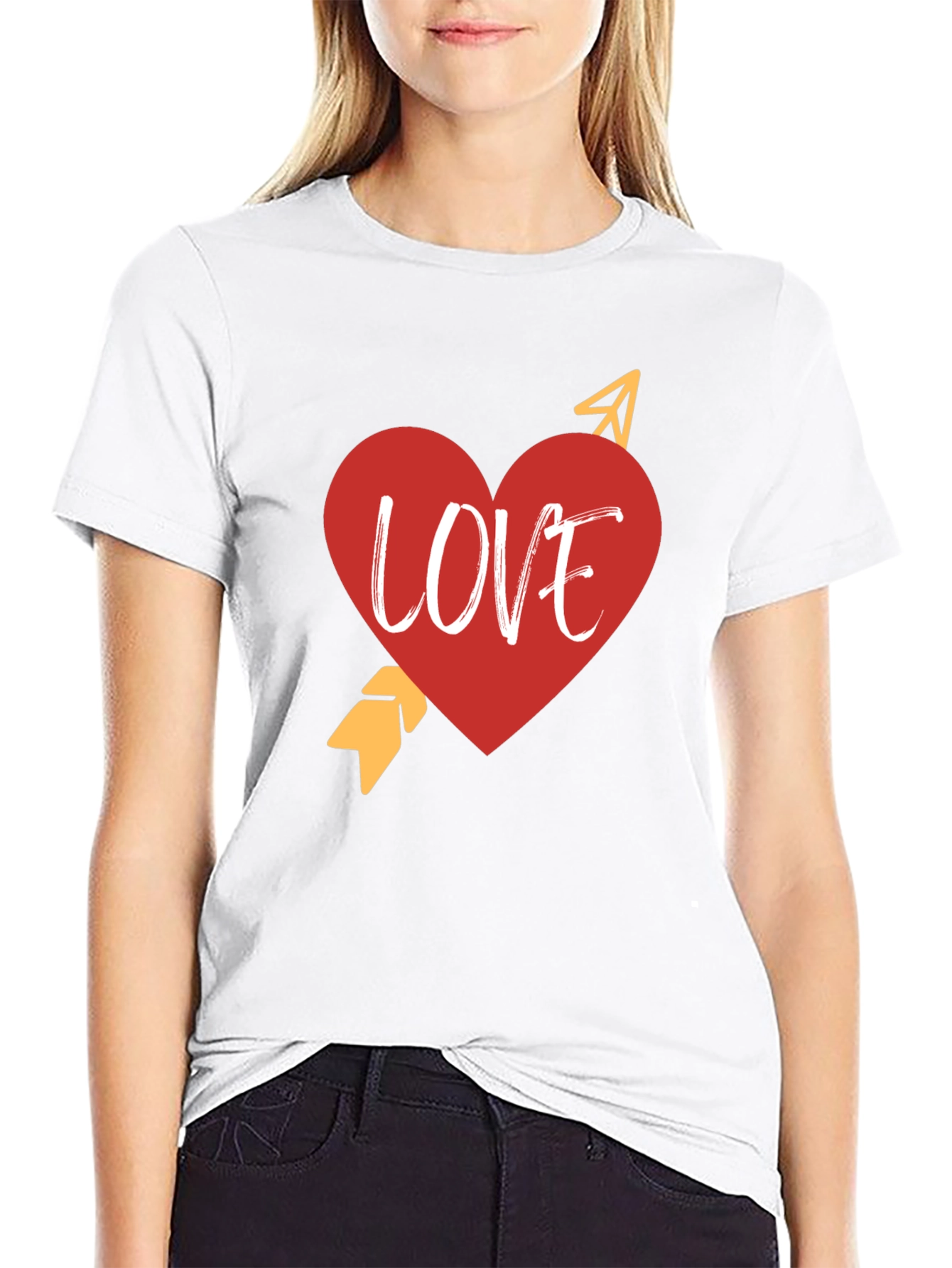 Love Heart Arrow Black T-Shirt
