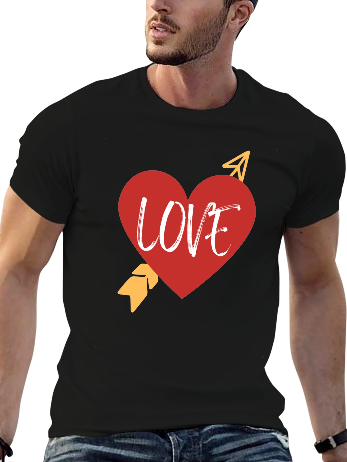 Love Heart Arrow Black T-Shirt