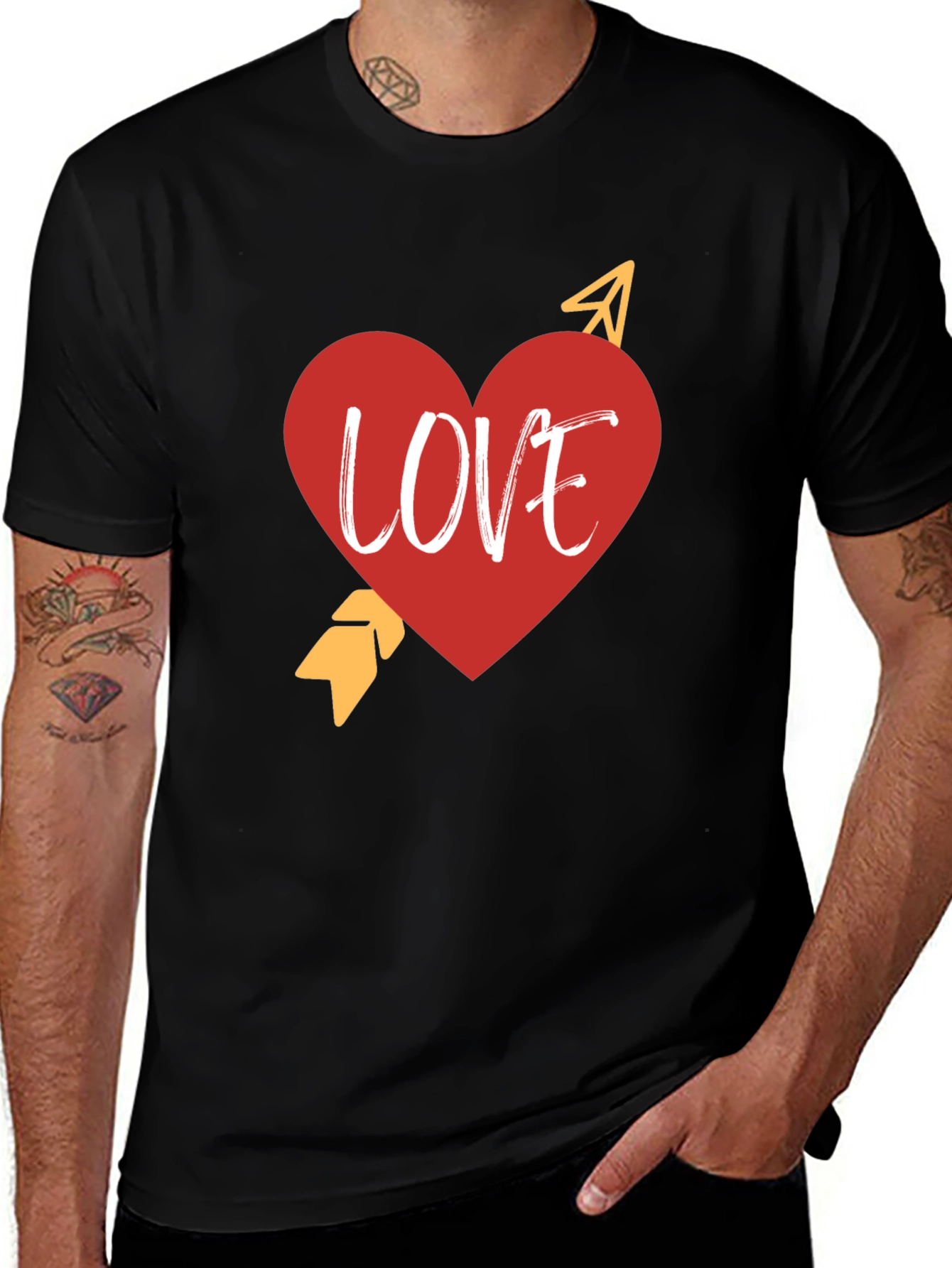 Love Heart Arrow Black T-Shirt