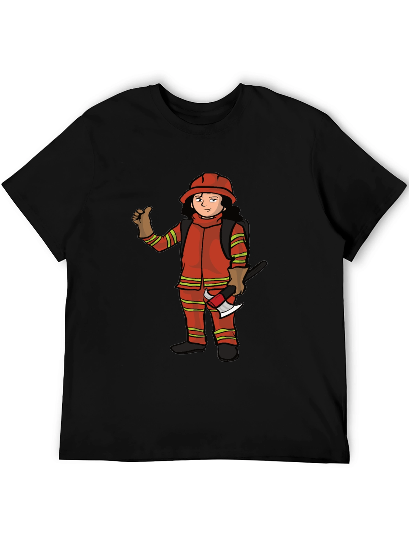 Firefighter Cartoon Graphic T-Shirt