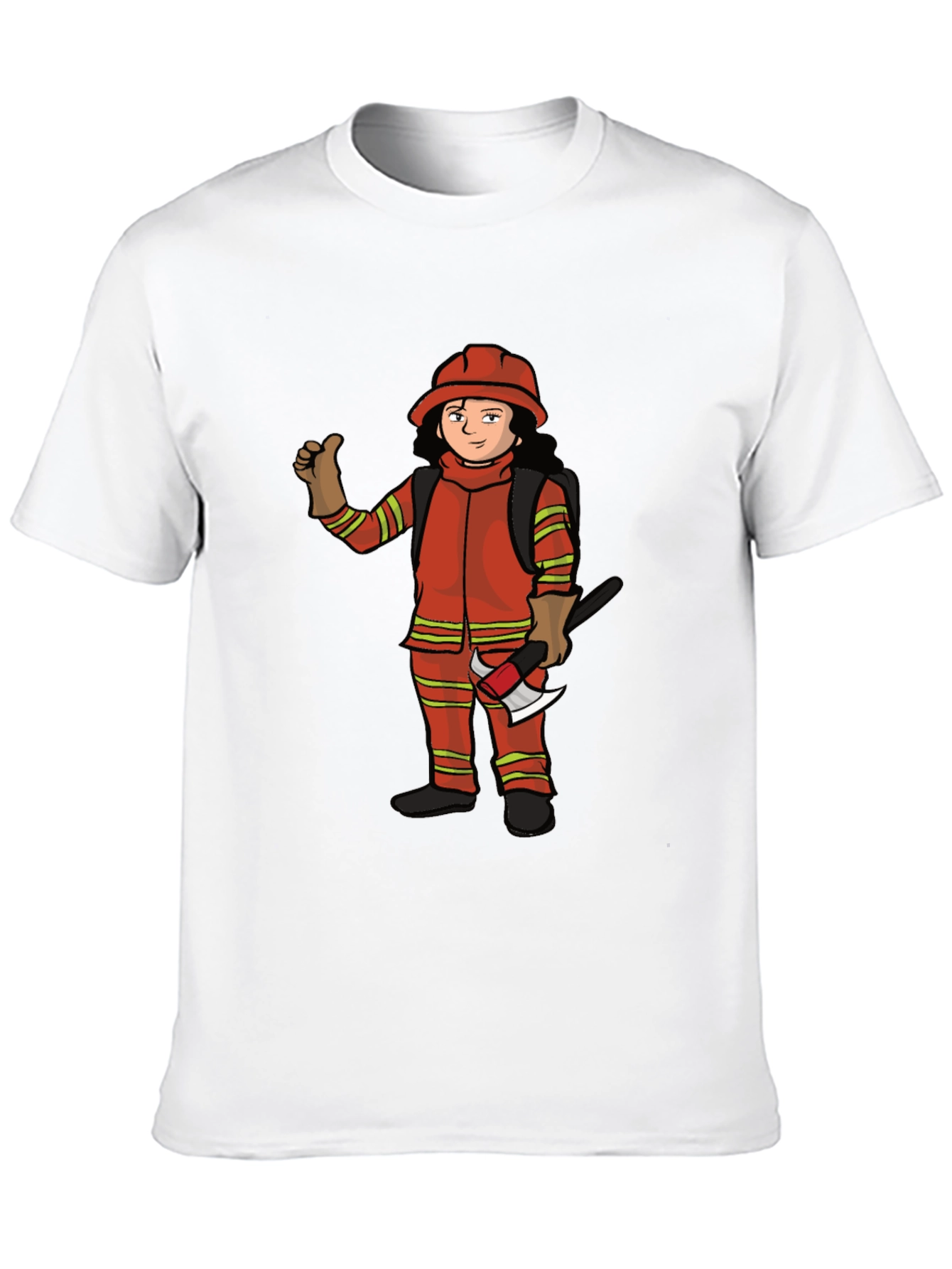 Firefighter Cartoon Graphic T-Shirt