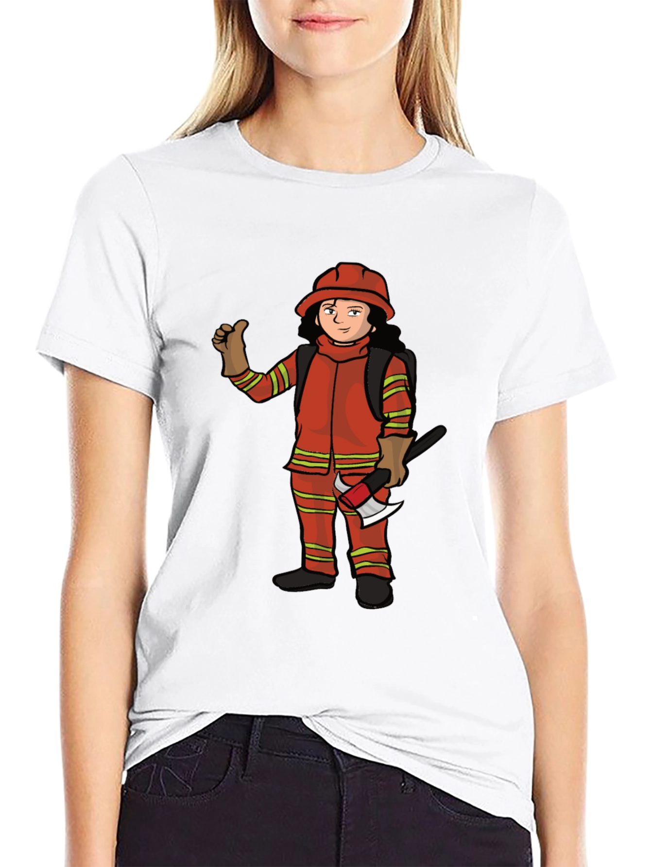 Firefighter Cartoon Graphic T-Shirt