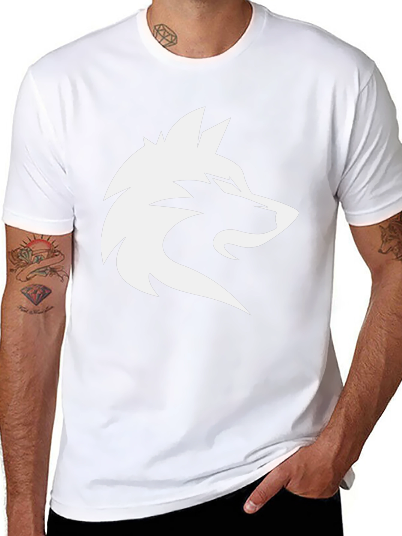 Black T-Shirt with Wolf Graphic