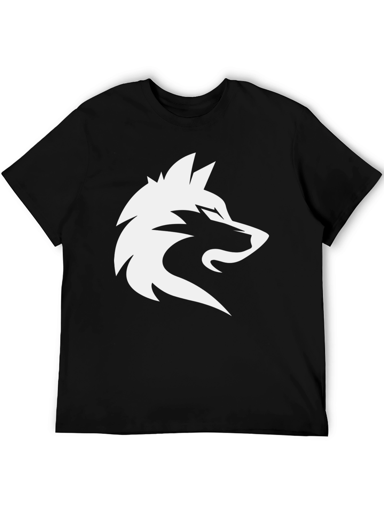 Black T-Shirt with Wolf Graphic