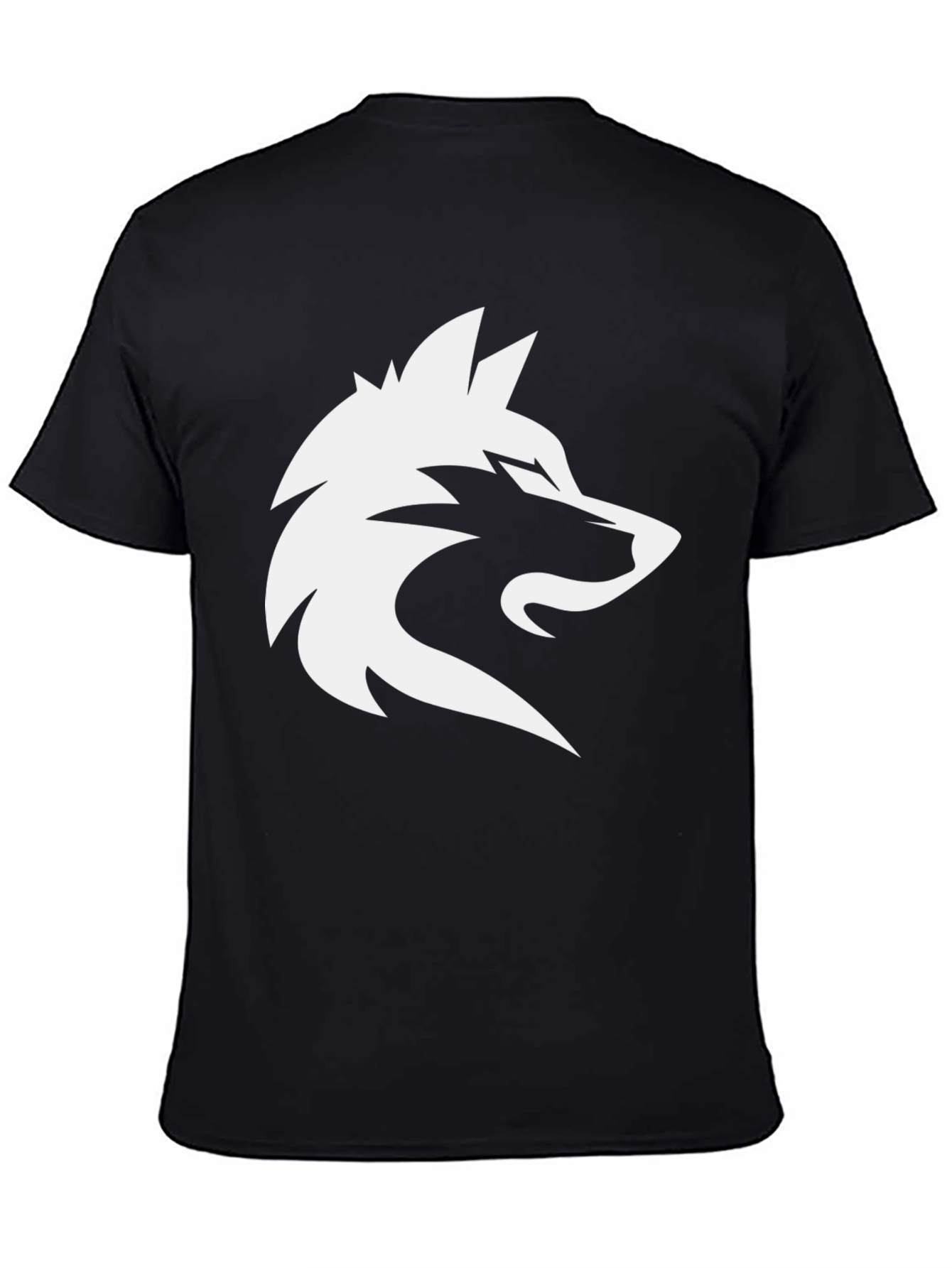Black T-Shirt with Wolf Graphic