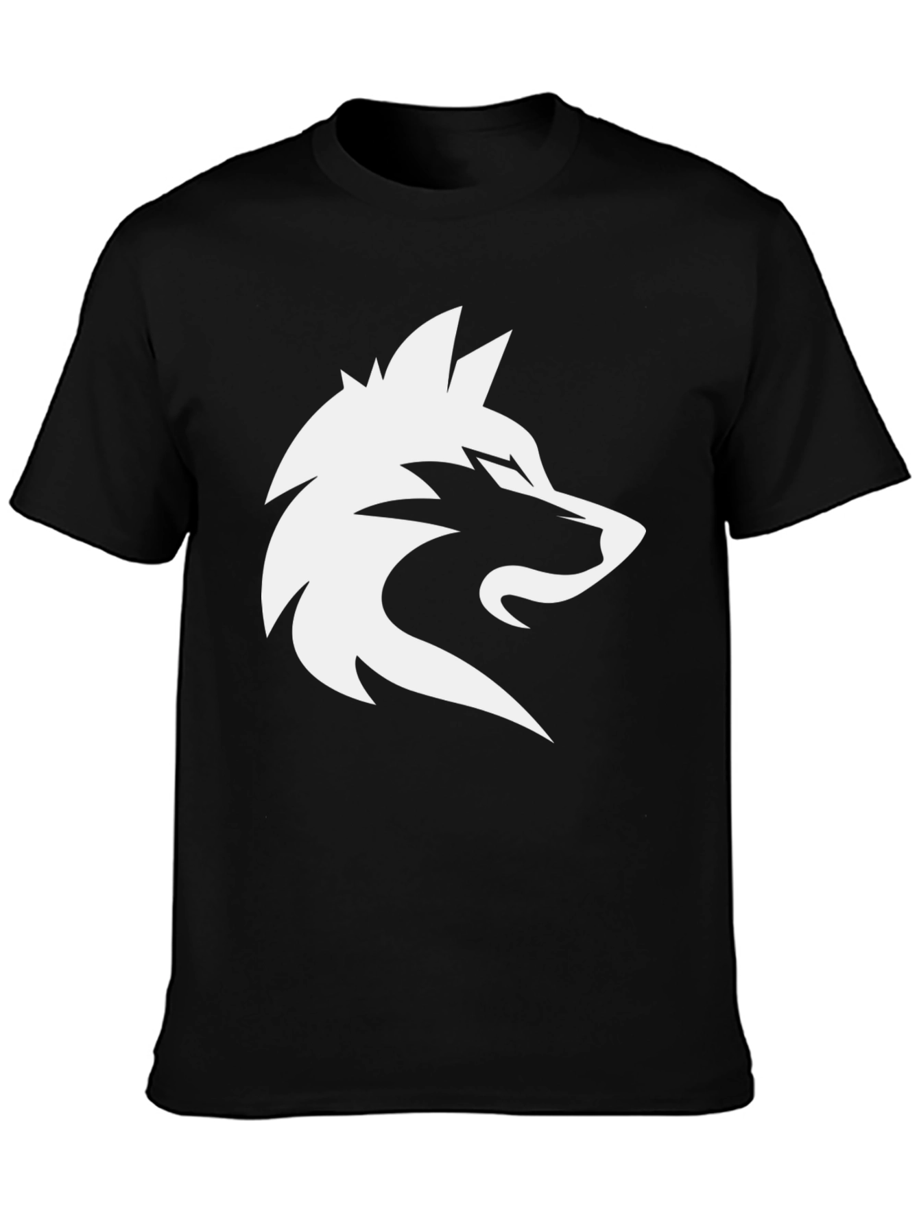 Black T-Shirt with Wolf Graphic