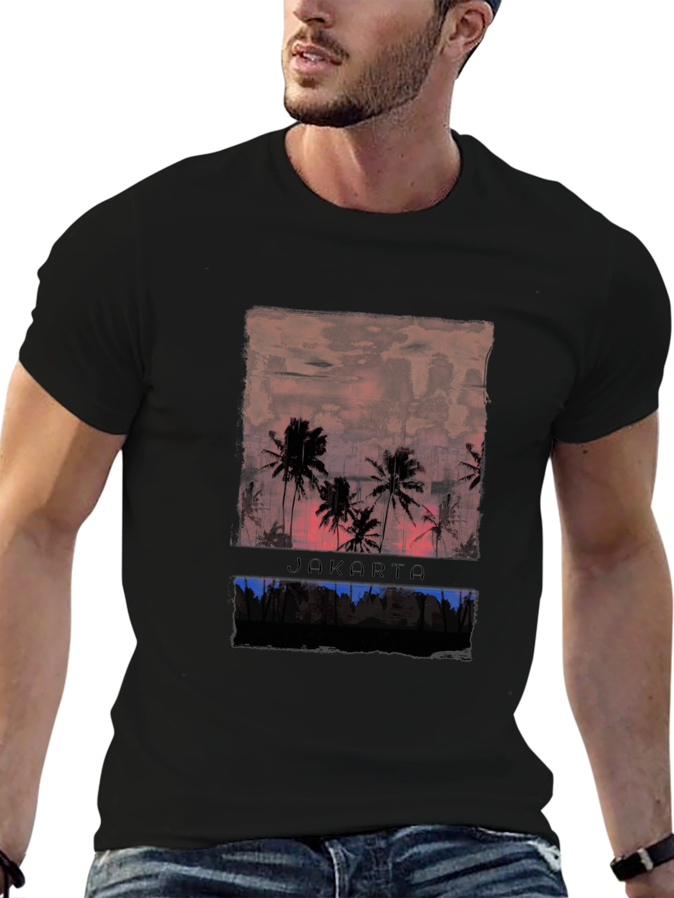 Jakarta Palm Sunset Graphic Tee