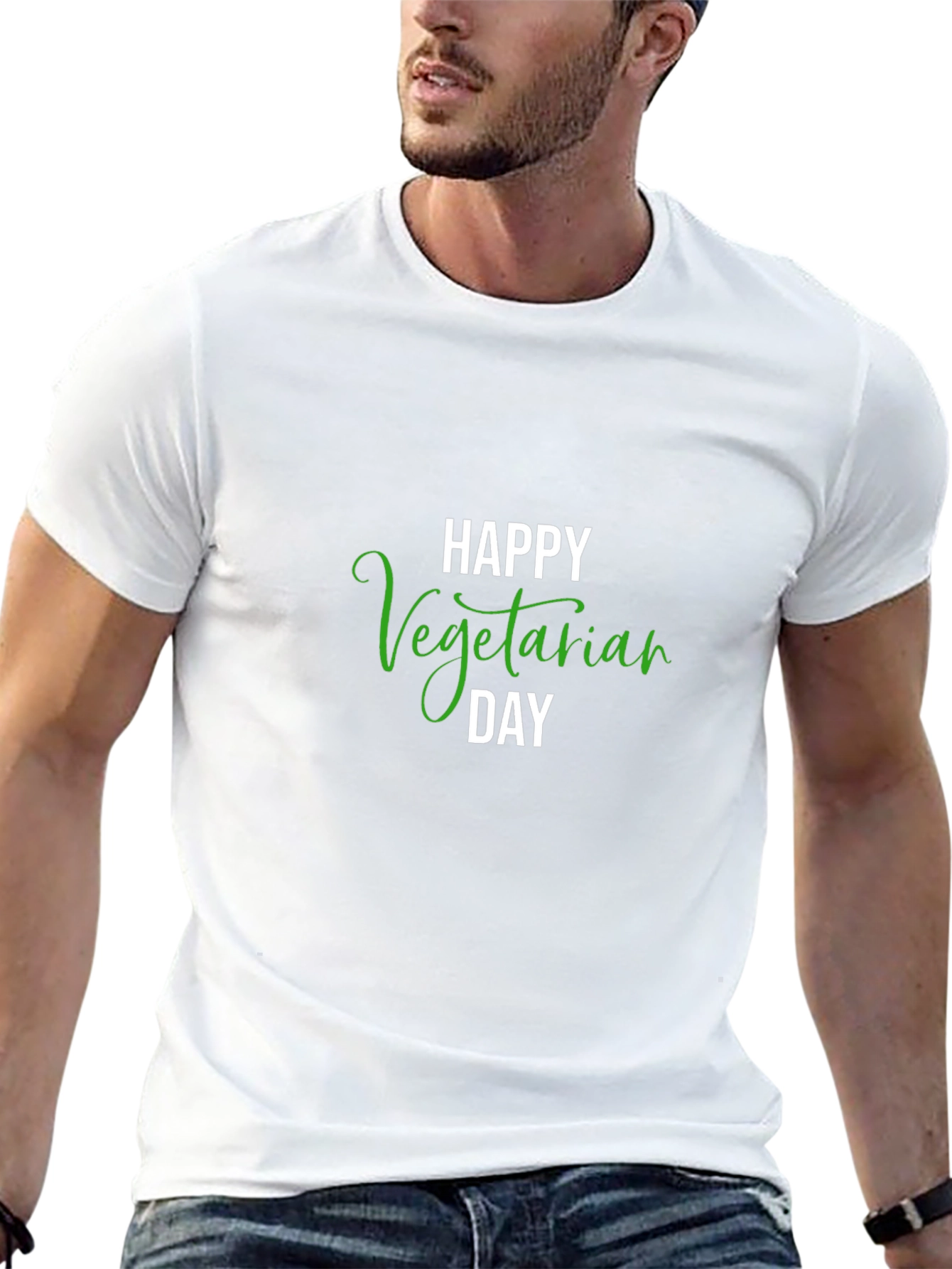 Happy Vegetarian Day Black T-Shirt