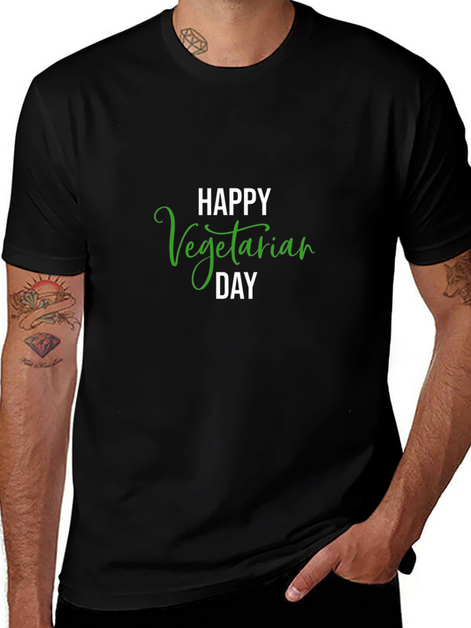 Happy Vegetarian Day Black T-Shirt