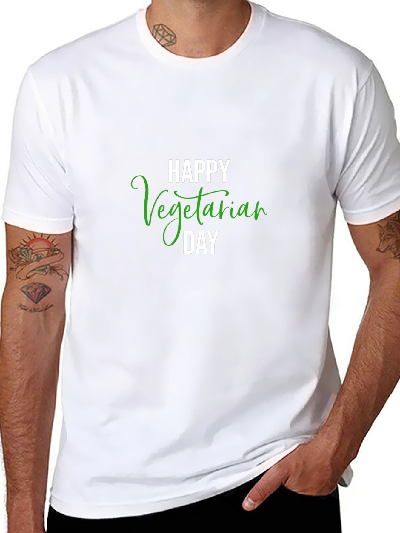 Happy Vegetarian Day Black T-Shirt