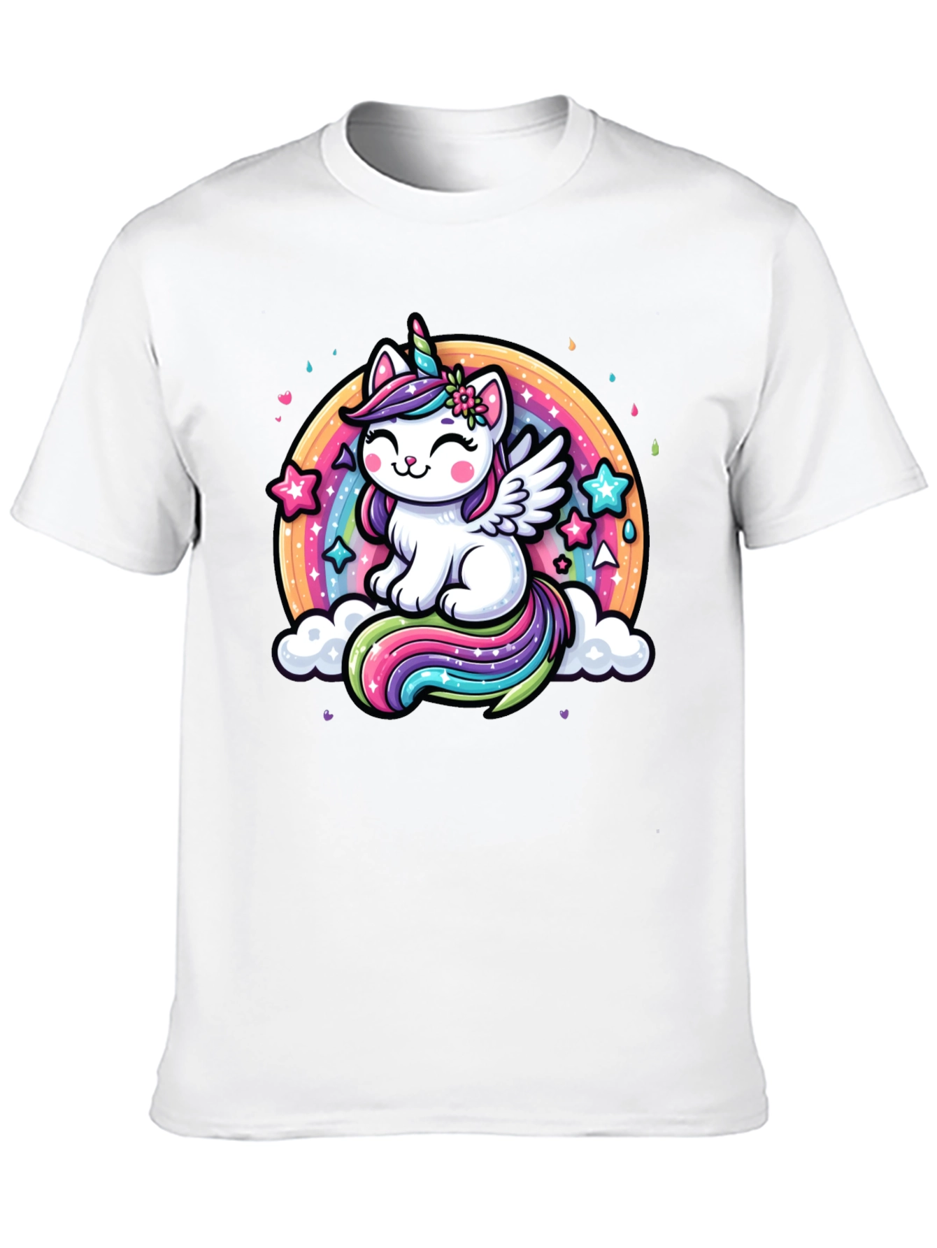 Unicorn Cat Rainbow Graphic Tee