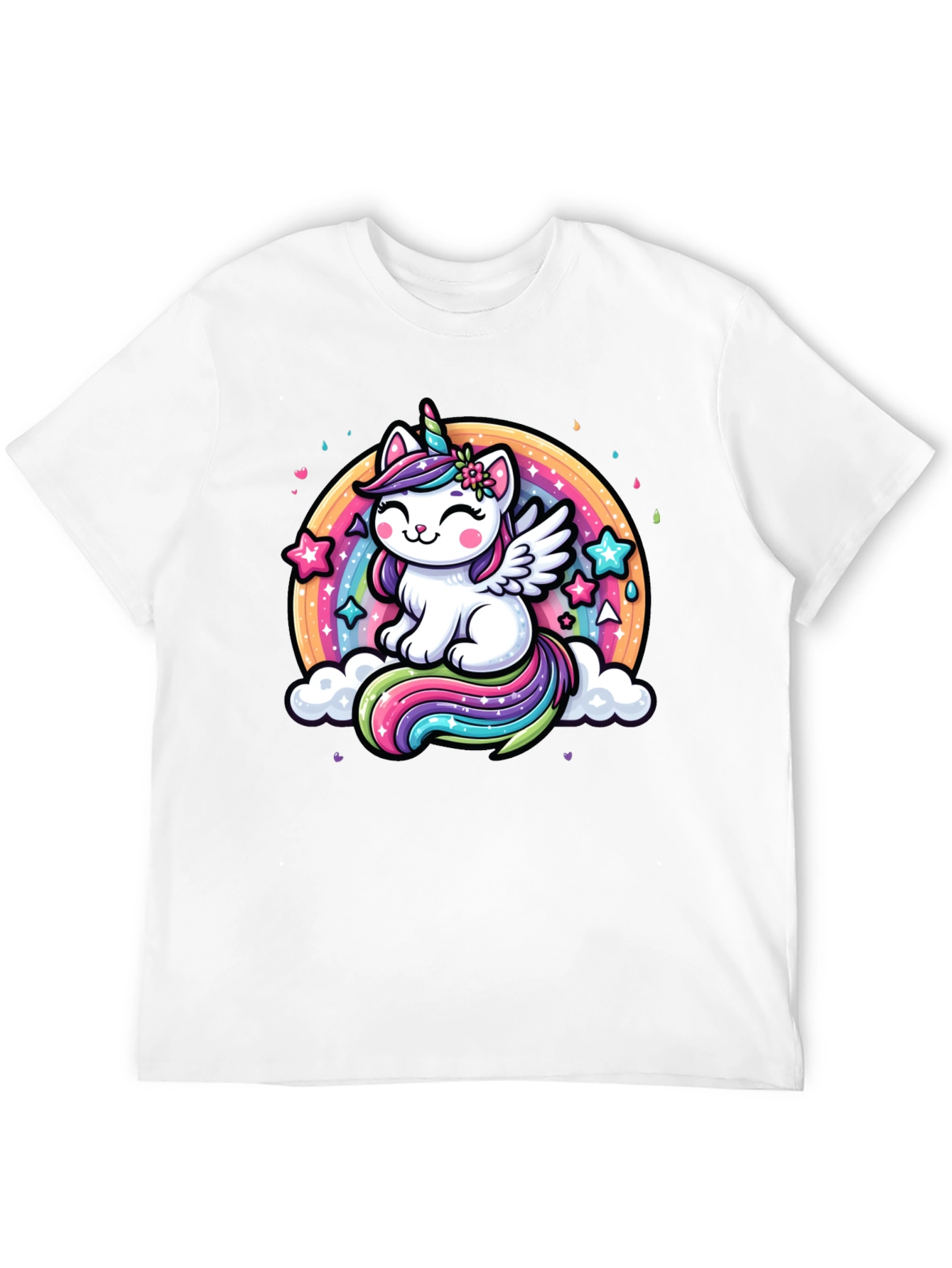 Unicorn Cat Rainbow Graphic Tee