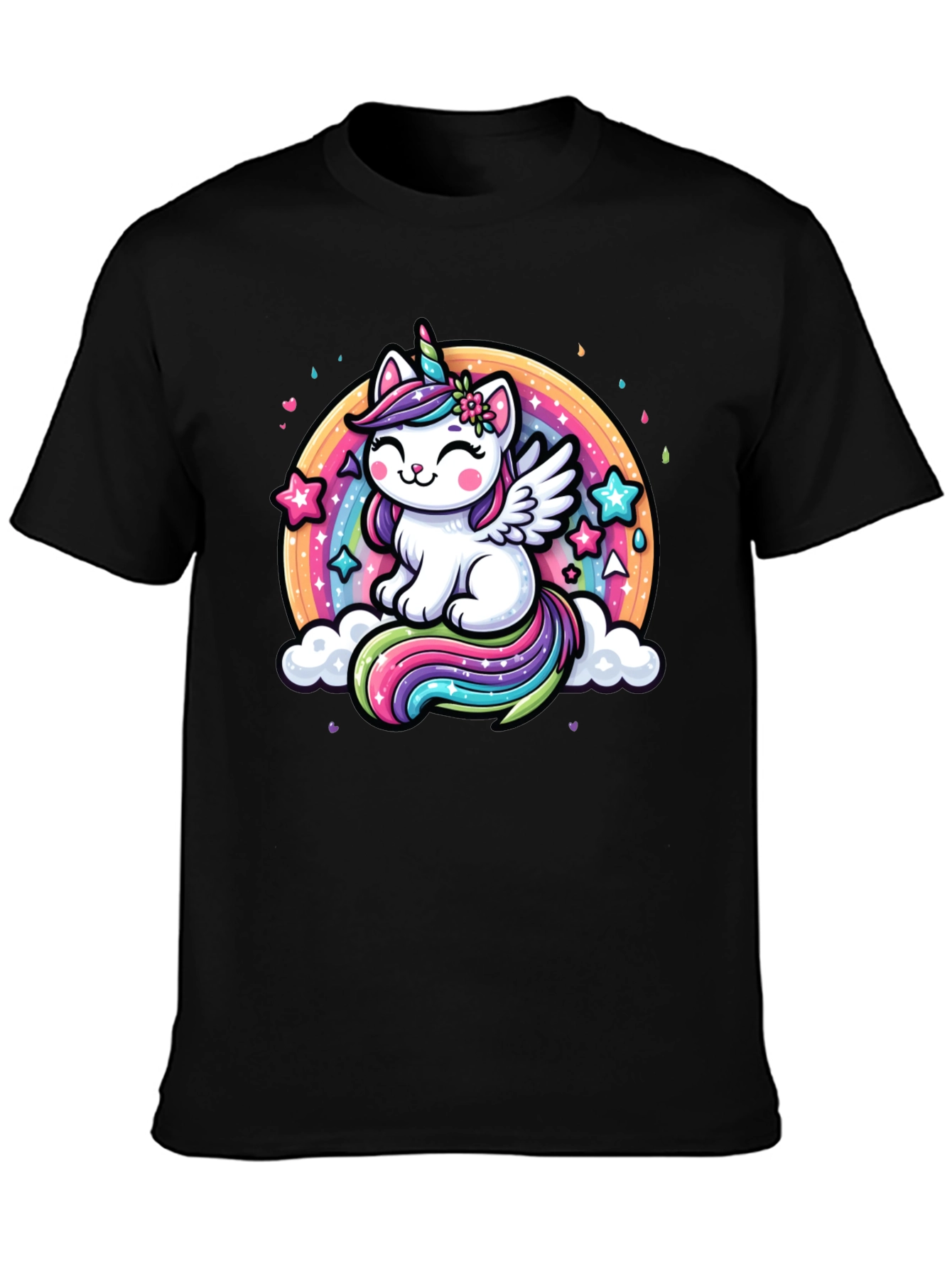 Unicorn Cat Rainbow Graphic Tee