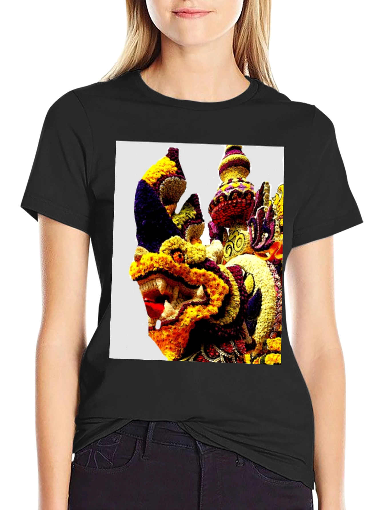Dragon Floral Art Graphic Tee