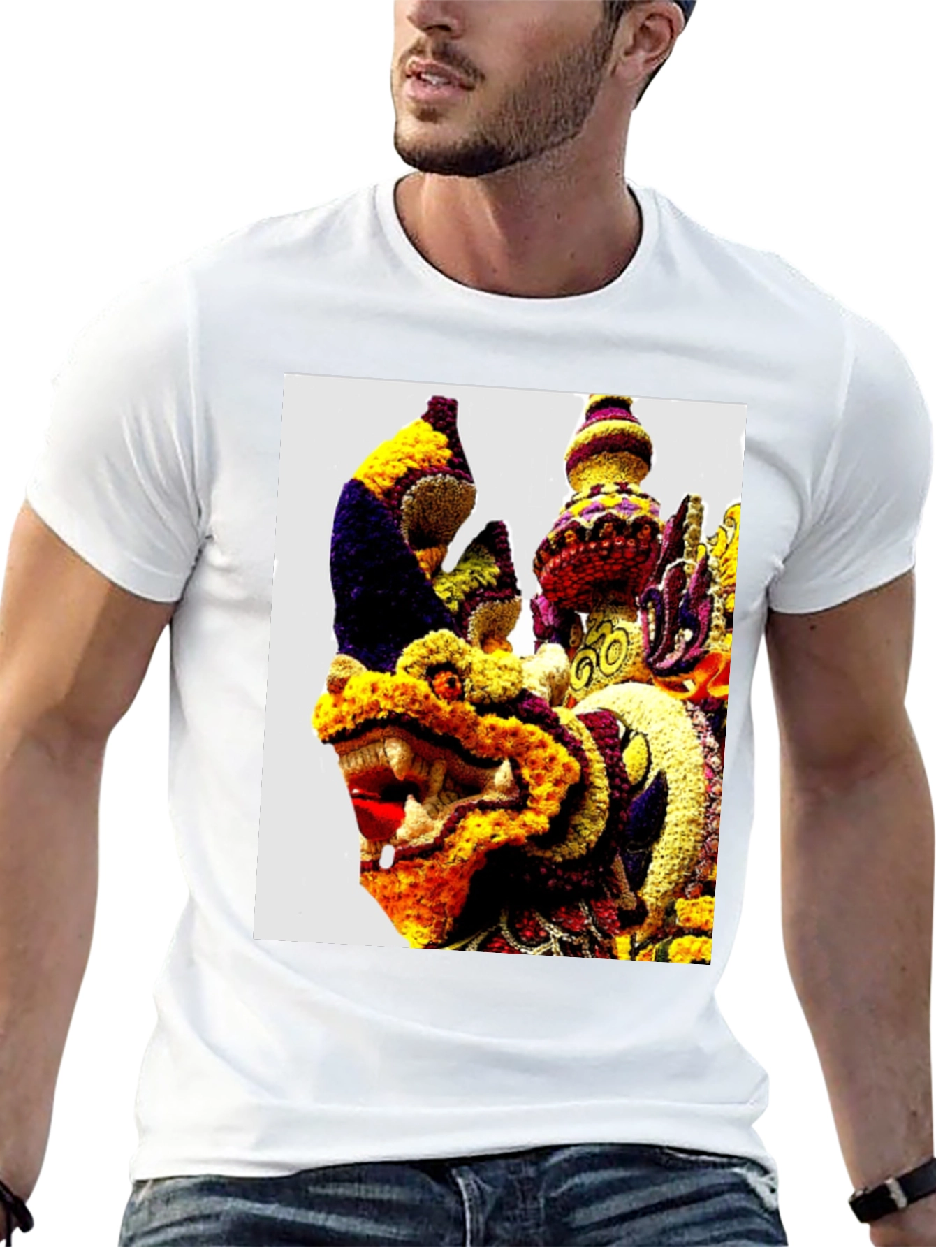 Dragon Floral Art Graphic Tee