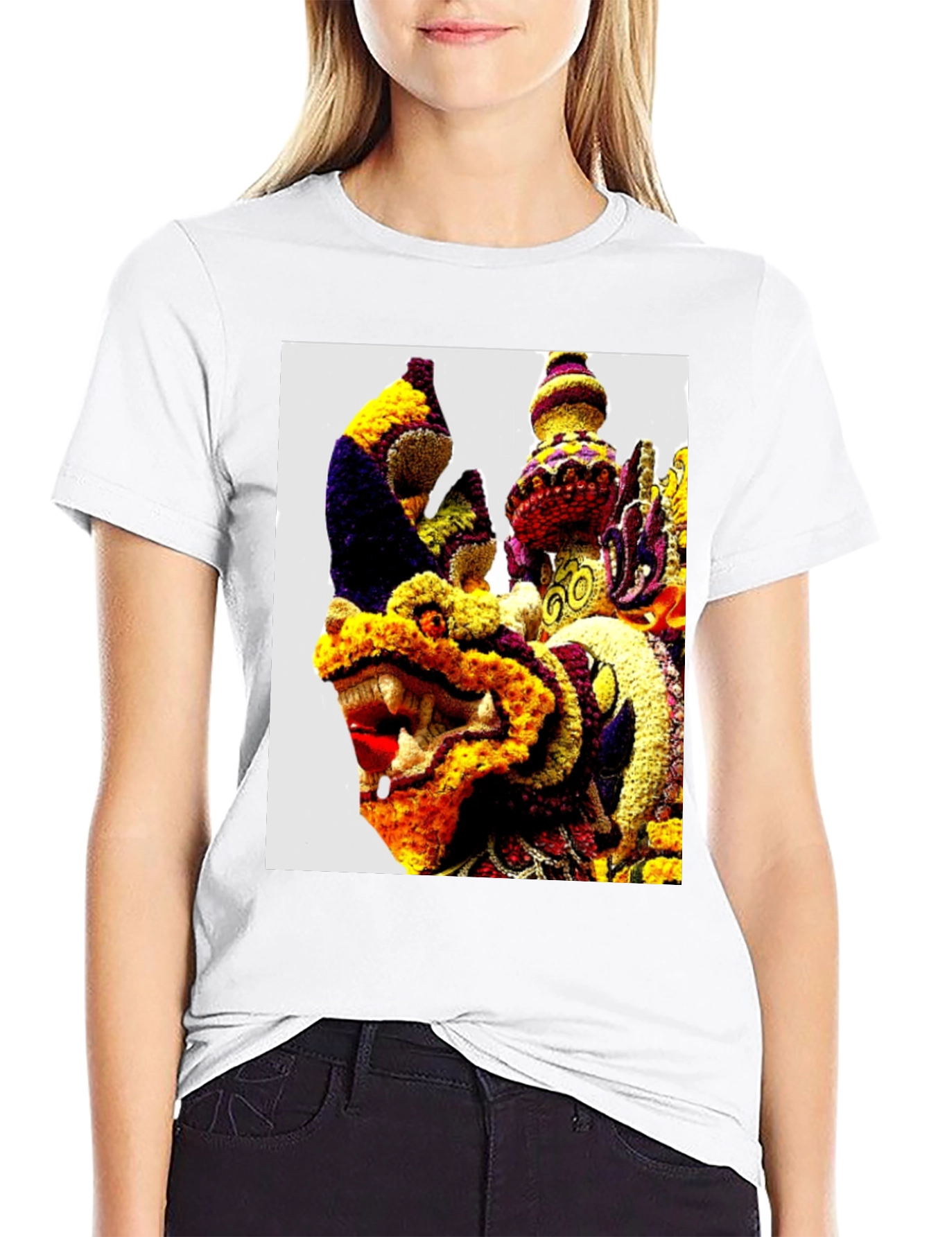 Dragon Floral Art Graphic Tee