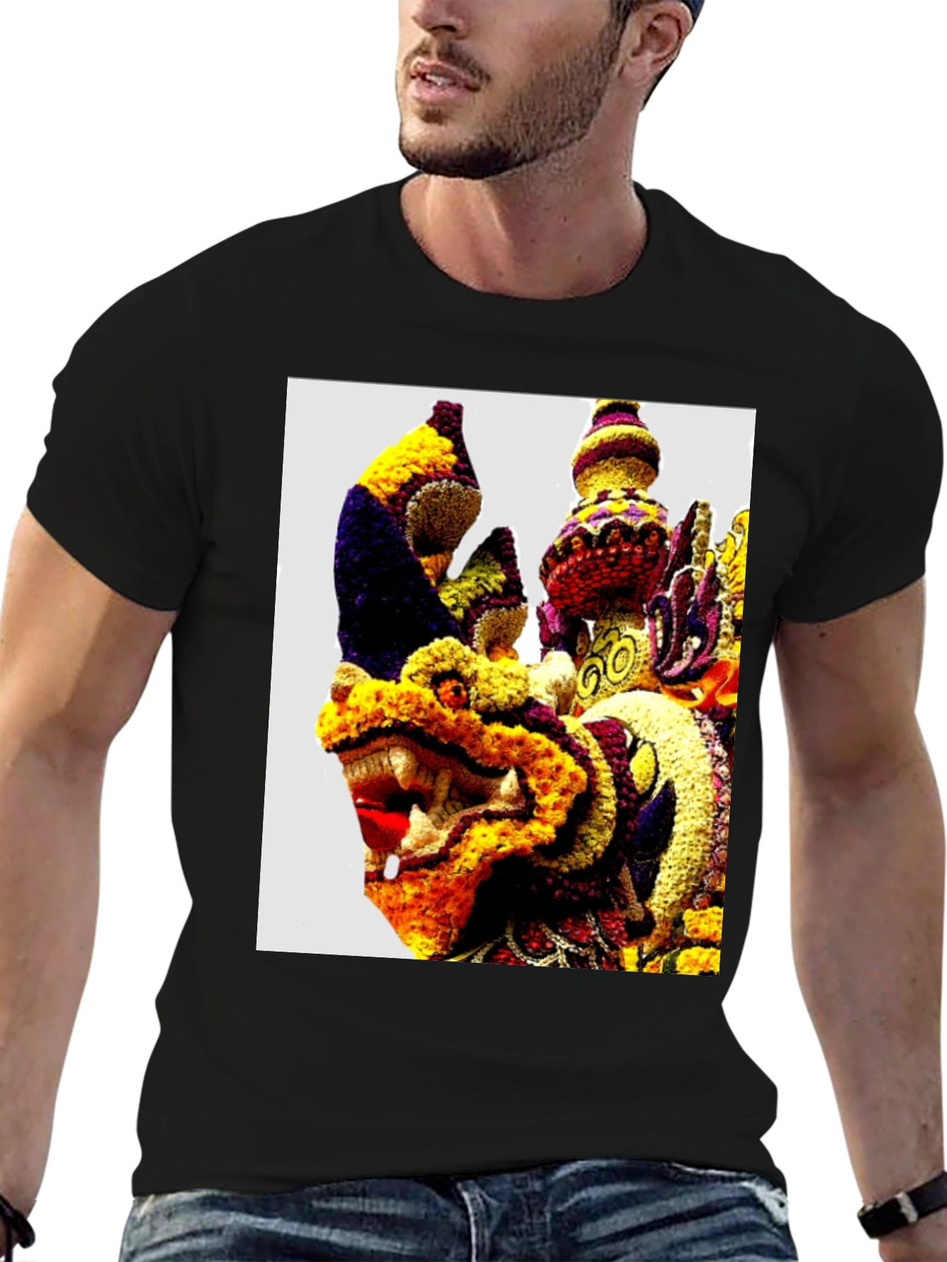 Dragon Floral Art Graphic Tee