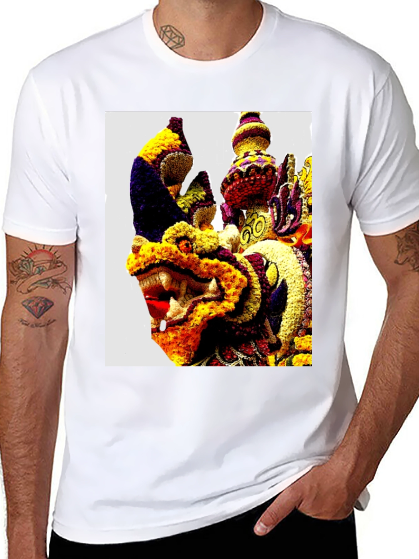 Dragon Floral Art Graphic Tee