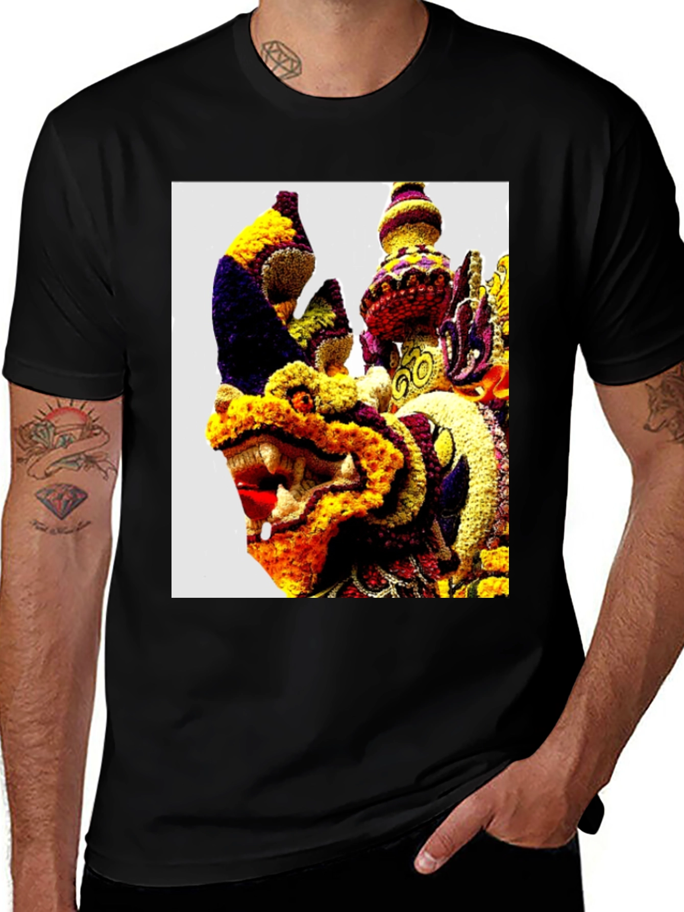 Dragon Floral Art Graphic Tee
