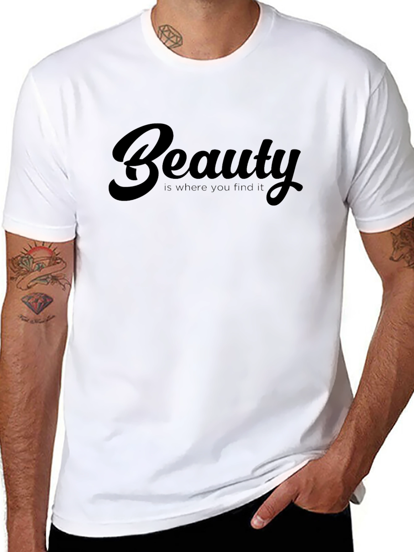 Beauty Quote Graphic Print Black T-Shirt