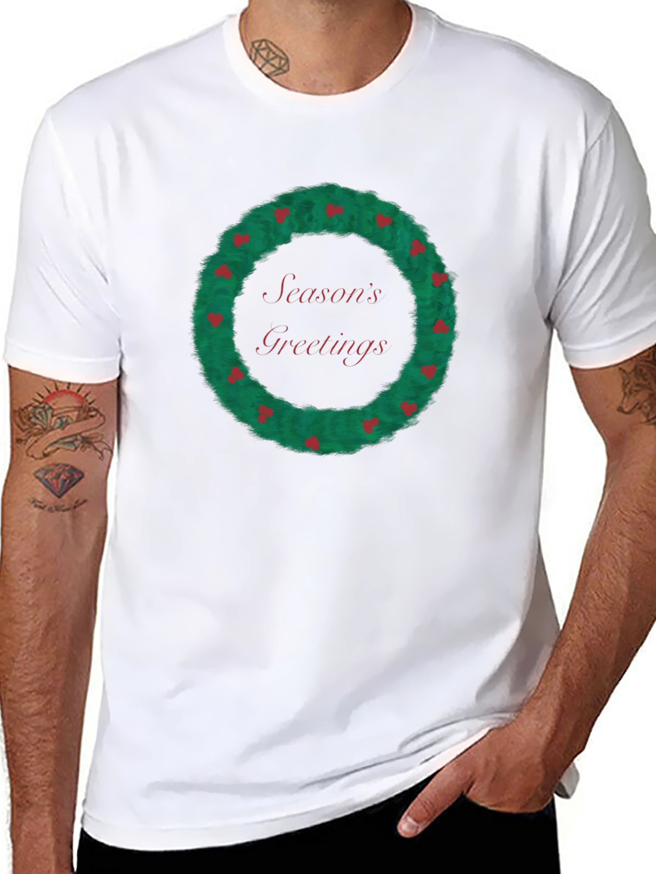 Seasons Greetings Wreath Graphic Tee