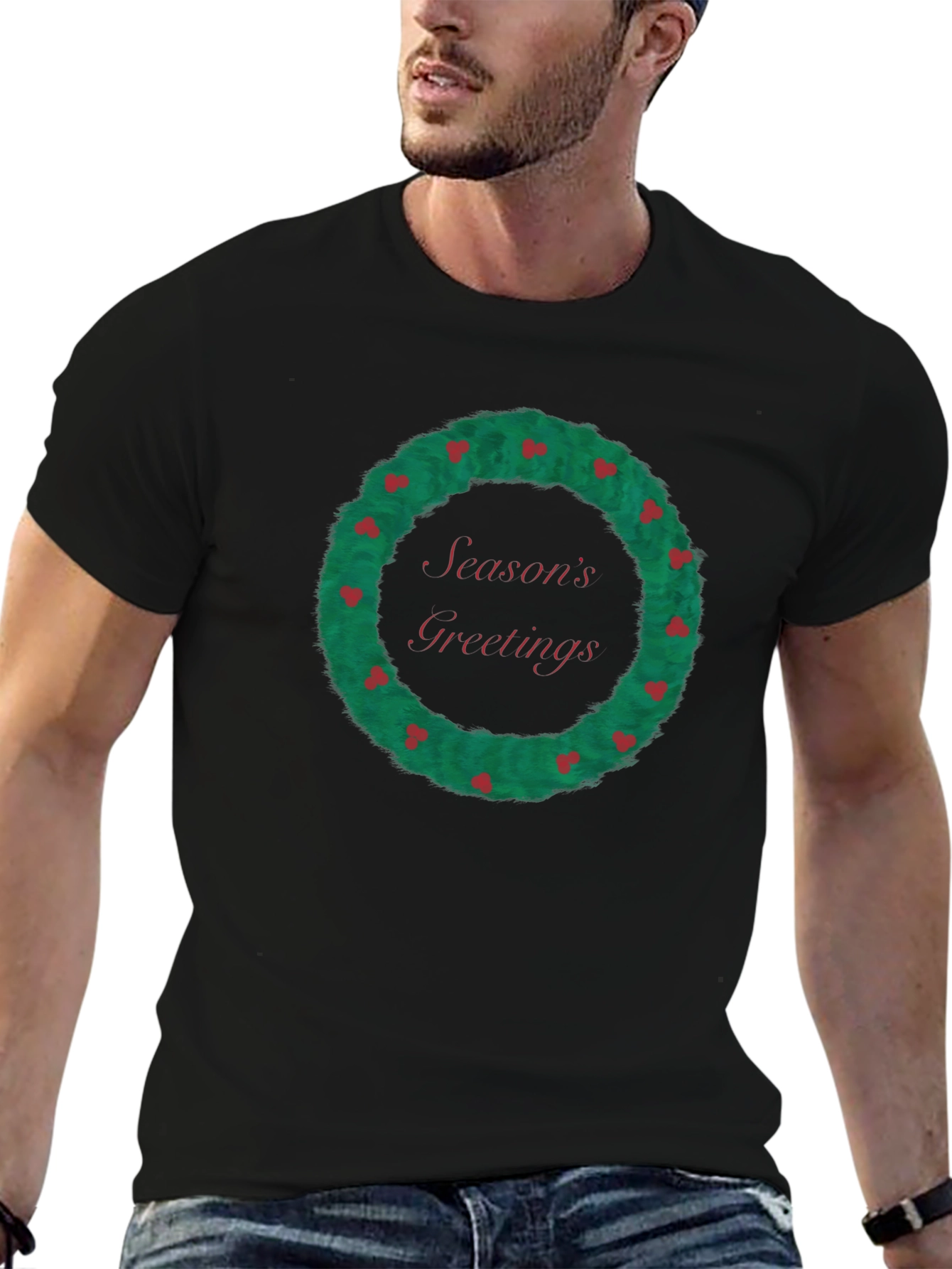 Seasons Greetings Wreath Graphic Tee