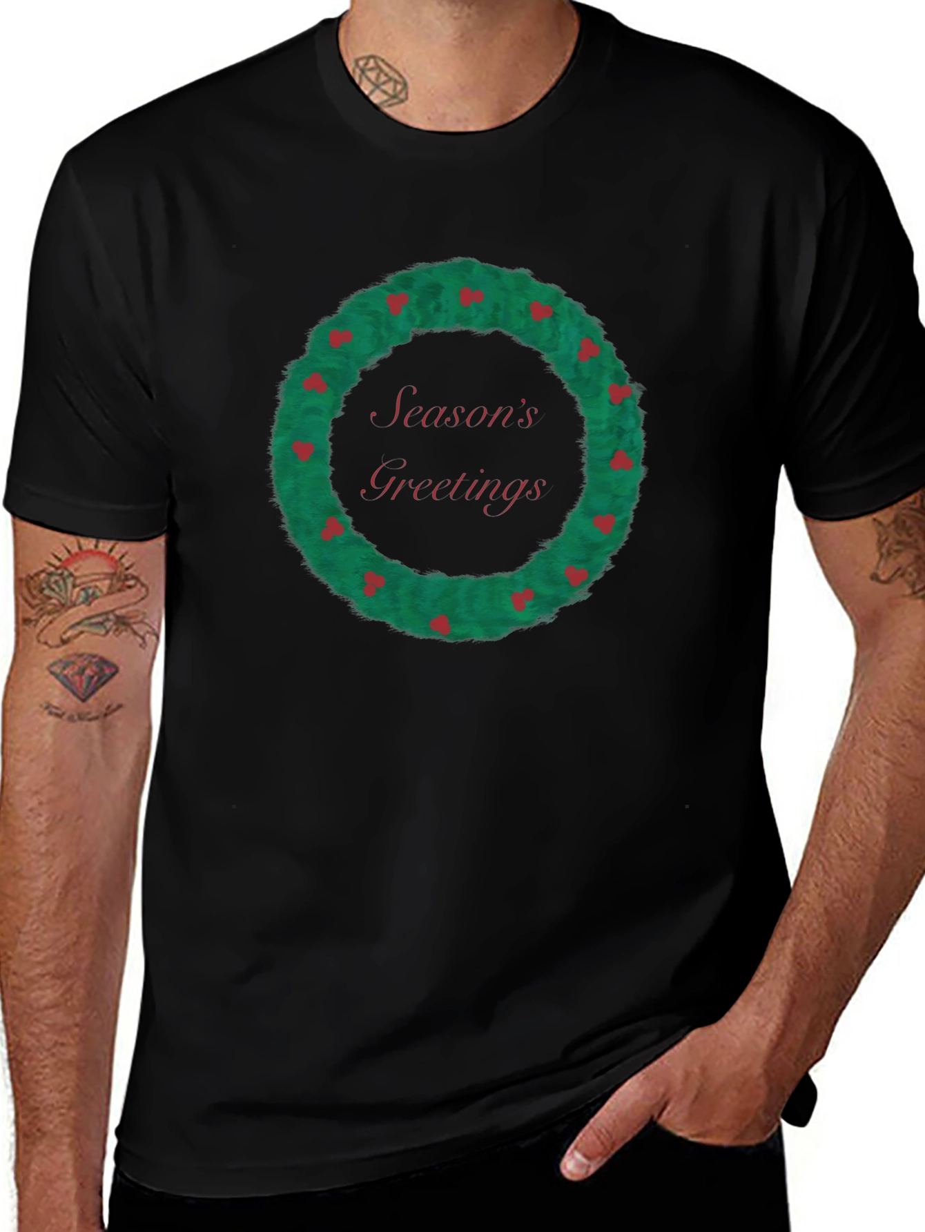 Seasons Greetings Wreath Graphic Tee