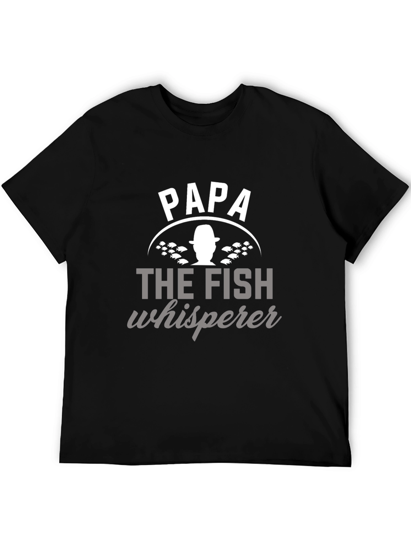 Papa The Fish Whisperer Black Graphic T-Shirt