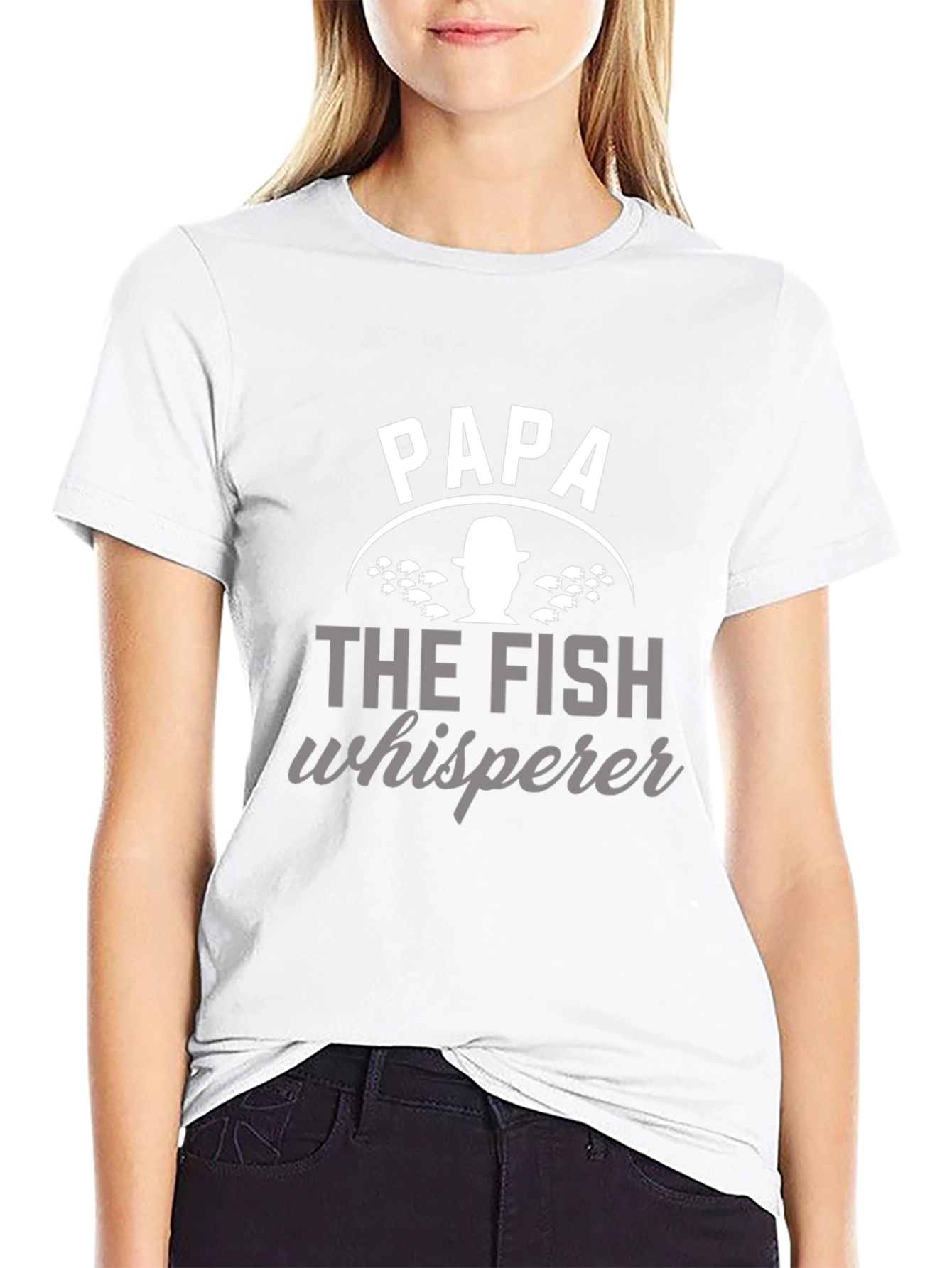 Papa The Fish Whisperer Black Graphic T-Shirt