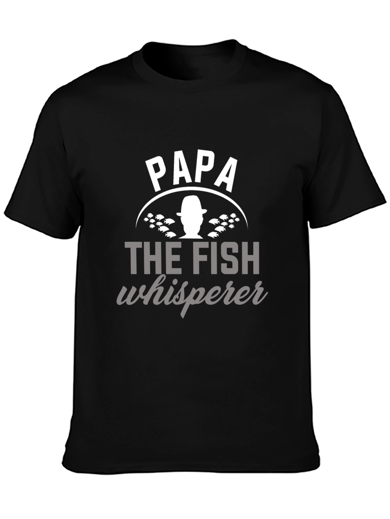 Papa The Fish Whisperer Black Graphic T-Shirt