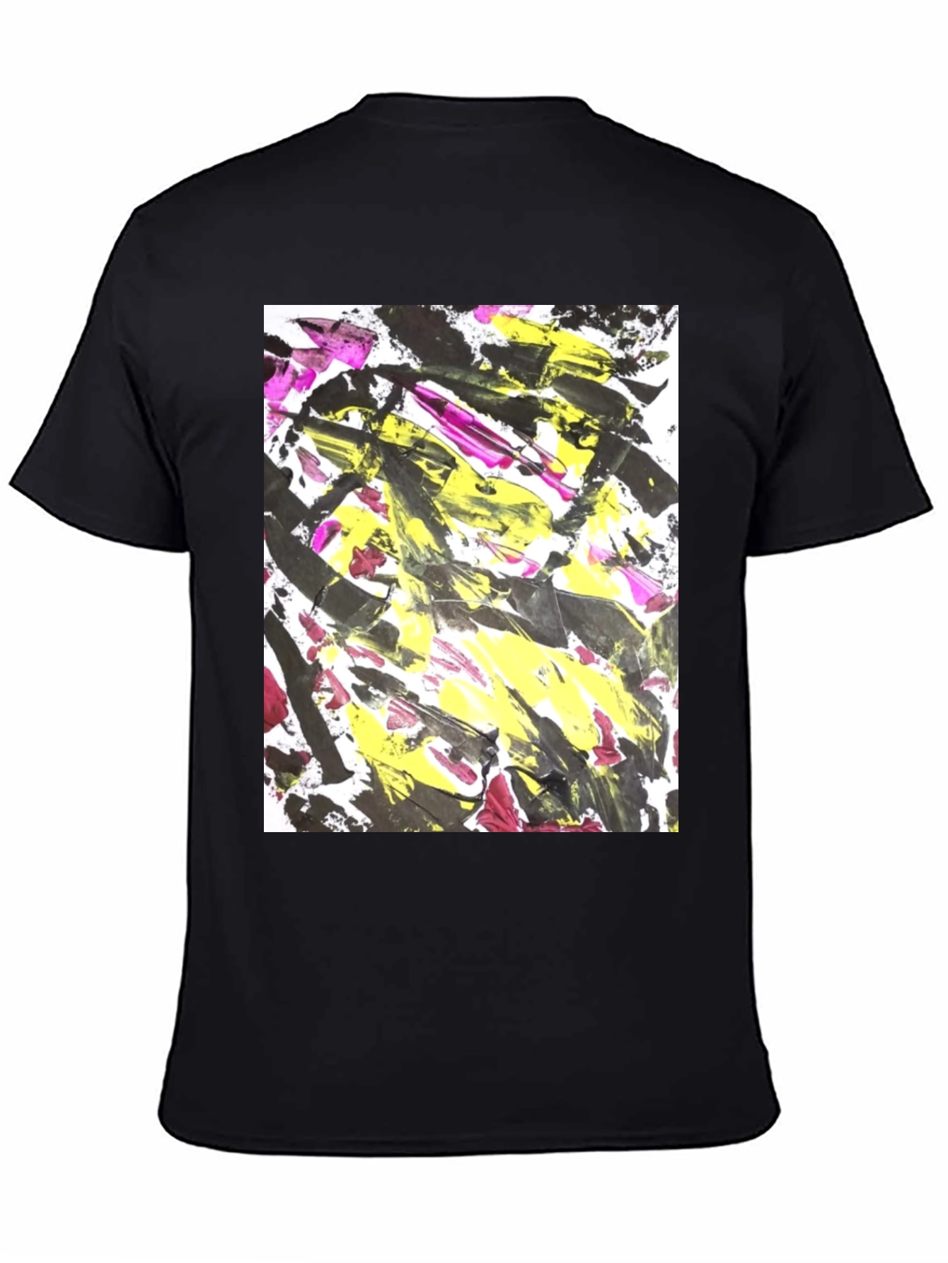 Abstract Art Graphic Tee - Bold Black Cotton T-Shirt