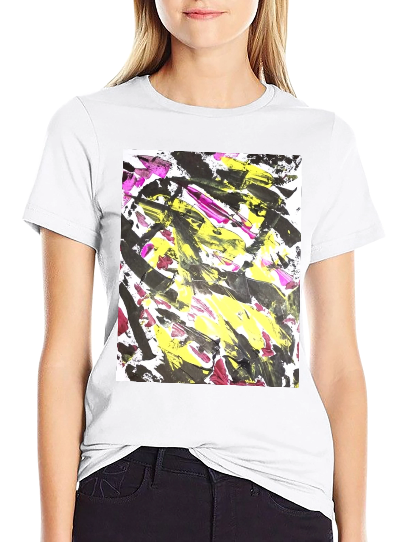 Abstract Art Graphic Tee - Bold Black Cotton T-Shirt
