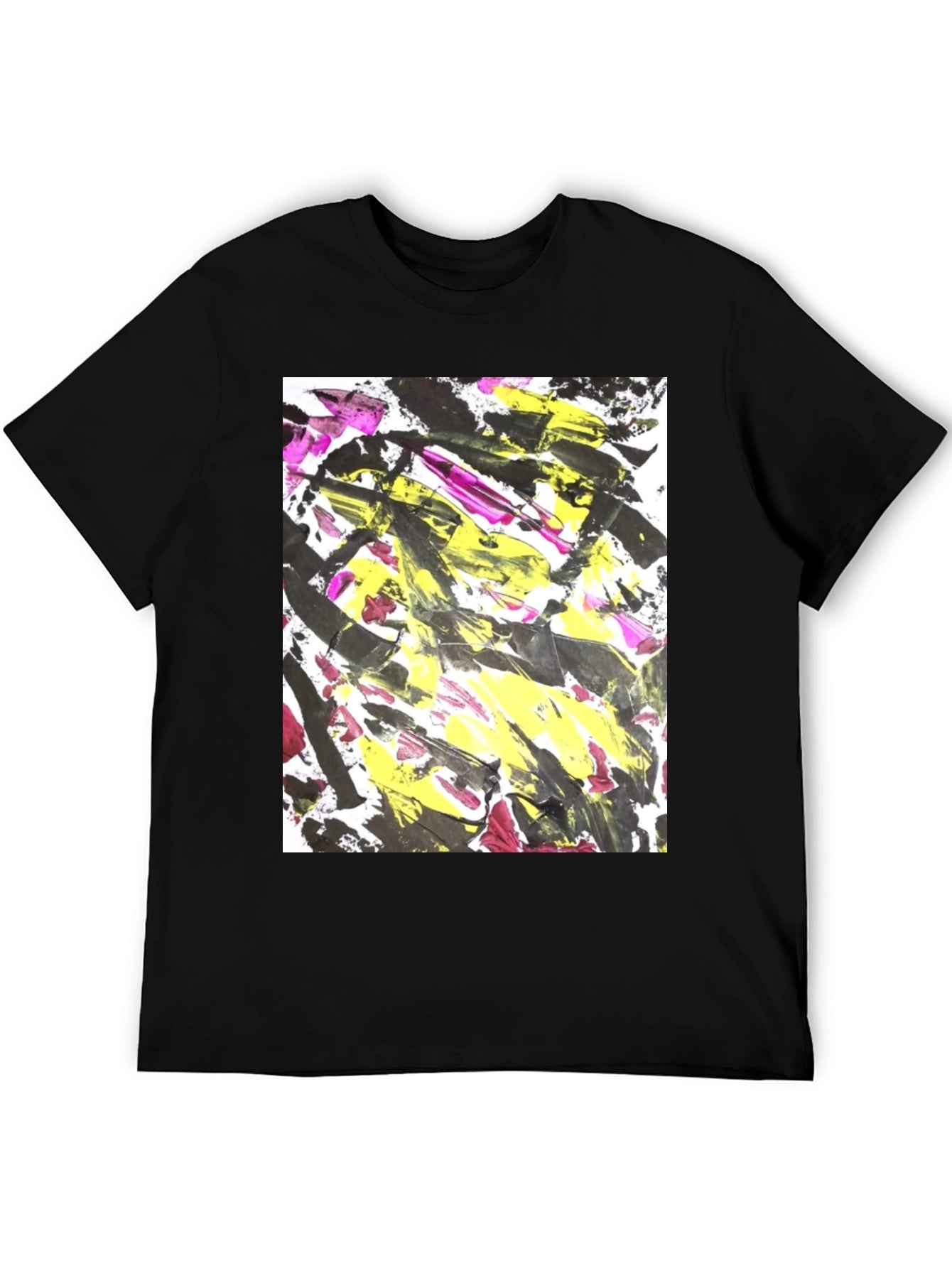Abstract Art Graphic Tee - Bold Black Cotton T-Shirt