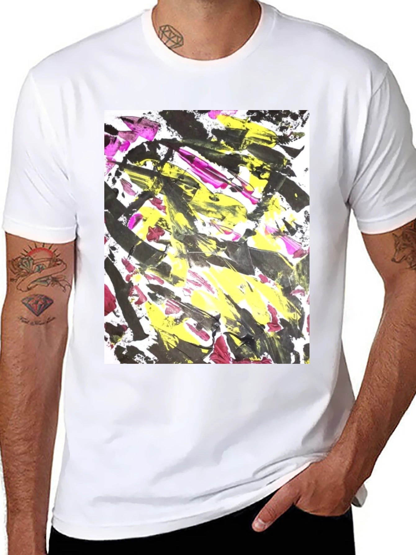 Abstract Art Graphic Tee - Bold Black Cotton T-Shirt