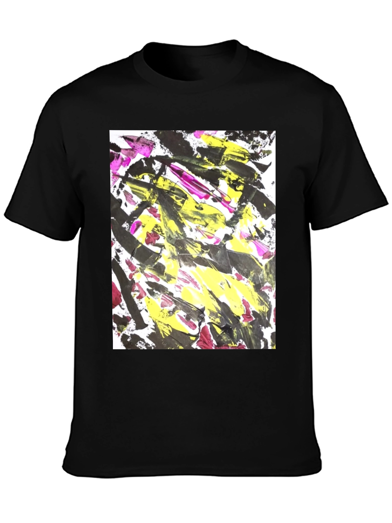 Abstract Art Graphic Tee - Bold Black Cotton T-Shirt