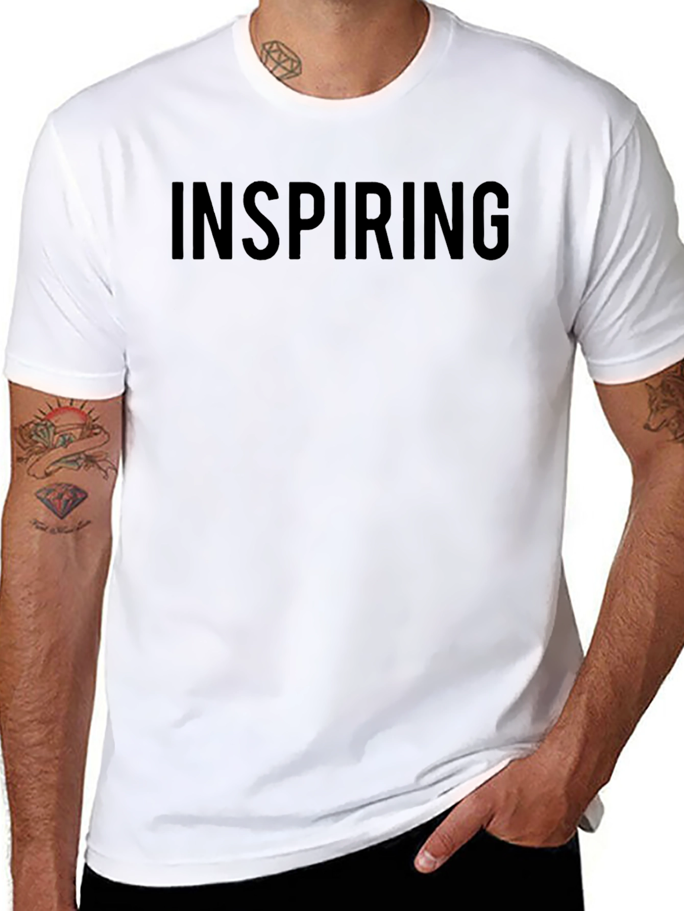 Inspiring Black Crew Neck T-Shirt - Mens Fashion
