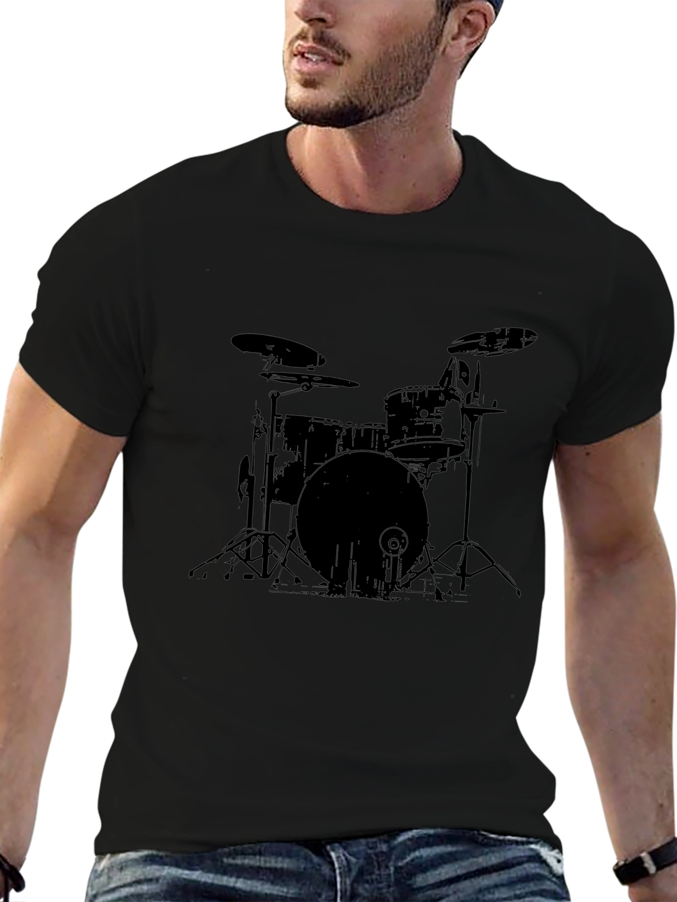 Drum Kit Graphic Tee - Black