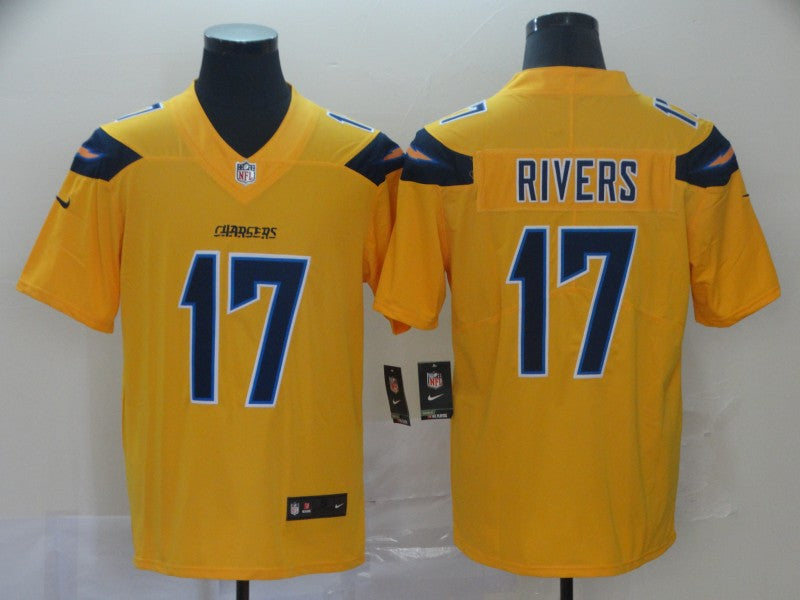 Men's Los Angeles Chargers Philip Rivers #17 Yellow Inverted Legend Jerseys