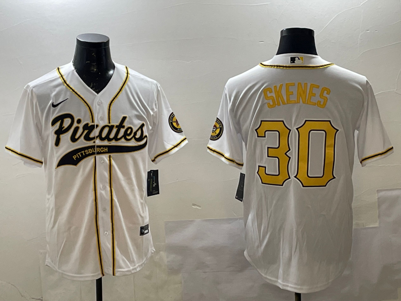 Men's Pittsburgh Pirates Paul Skenes #30 White Replica Player Jerseys