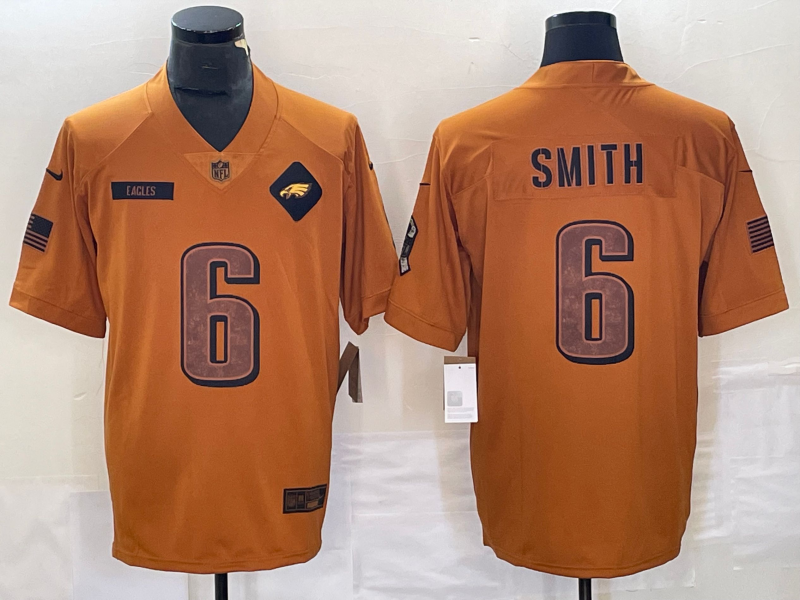 Men's Philadelphia Eagles DeVonta Smith #6 Brown 2023 Salute To Service Limited Jerseys