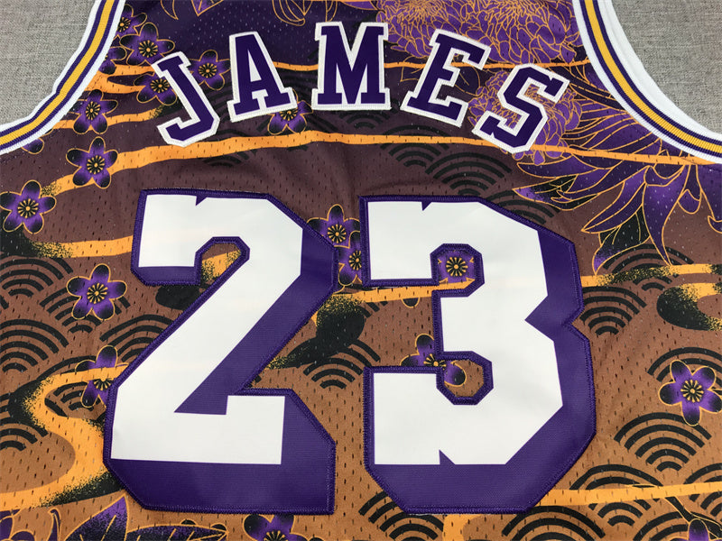 Men's Los Angeles Lakers LeBron James #23 Year of Rabbit Edition Hardwood Classics Swingman Jerseys