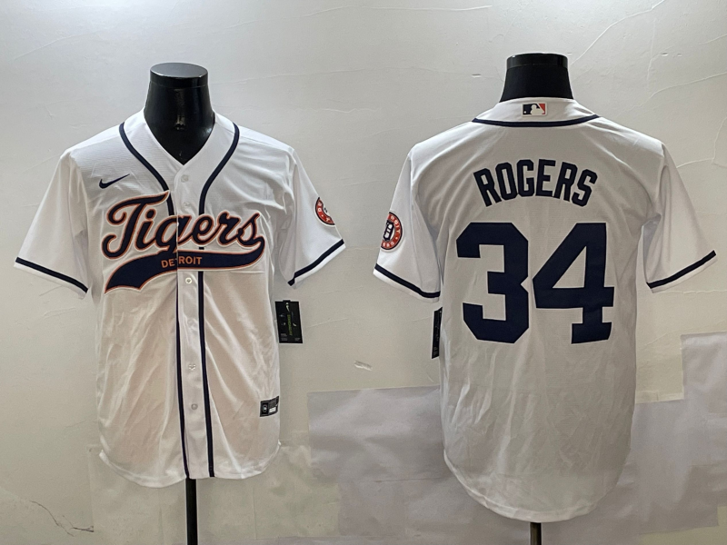 Men's Detroit Tigers Jake Rogers #34 White Player Jerseys