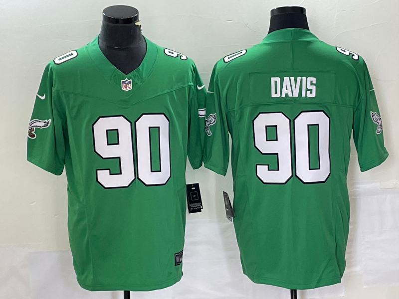 Men's Philadelphia Eagles Jordan Davis #90 Kelly Green Game Jerseys