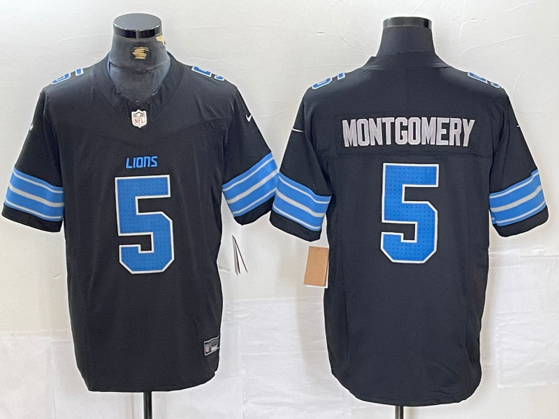 Men's Detroit Lions David Montgomery #5 Black 2nd Alternate Game Jerseys