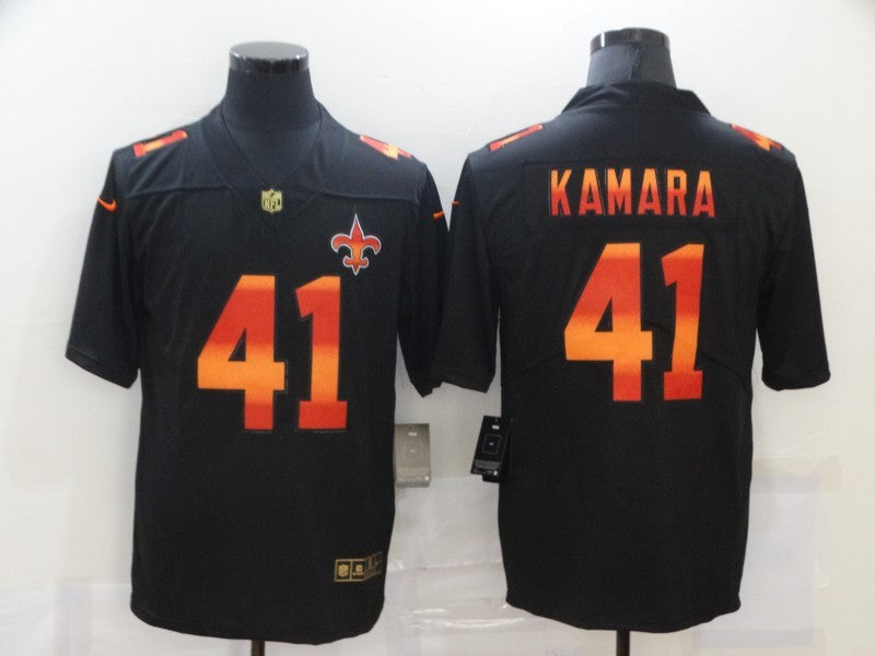 Men's New Orleans Saints Alvin Kamara #41 Black Authentic Game Player Jerseys
